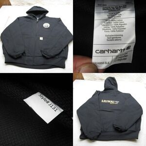 Carhartt Jacket Mens 2XL Black Loose‎ Duck Canvas Thermal Lined Logo Hooded NEW